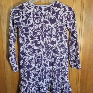 Lands End Purple Swirl Girl's Dress Sz 6X-7